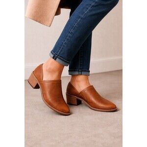 Madewell Leather Mule Clogs Brown Pointed Toe Block Heel Size 7.5